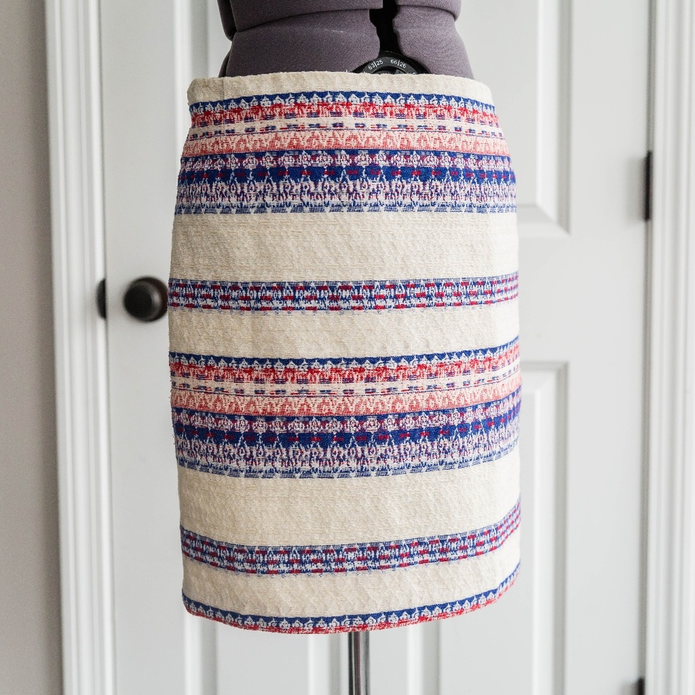 Katherine Barclay Off-White Striped Tapestry Skirt